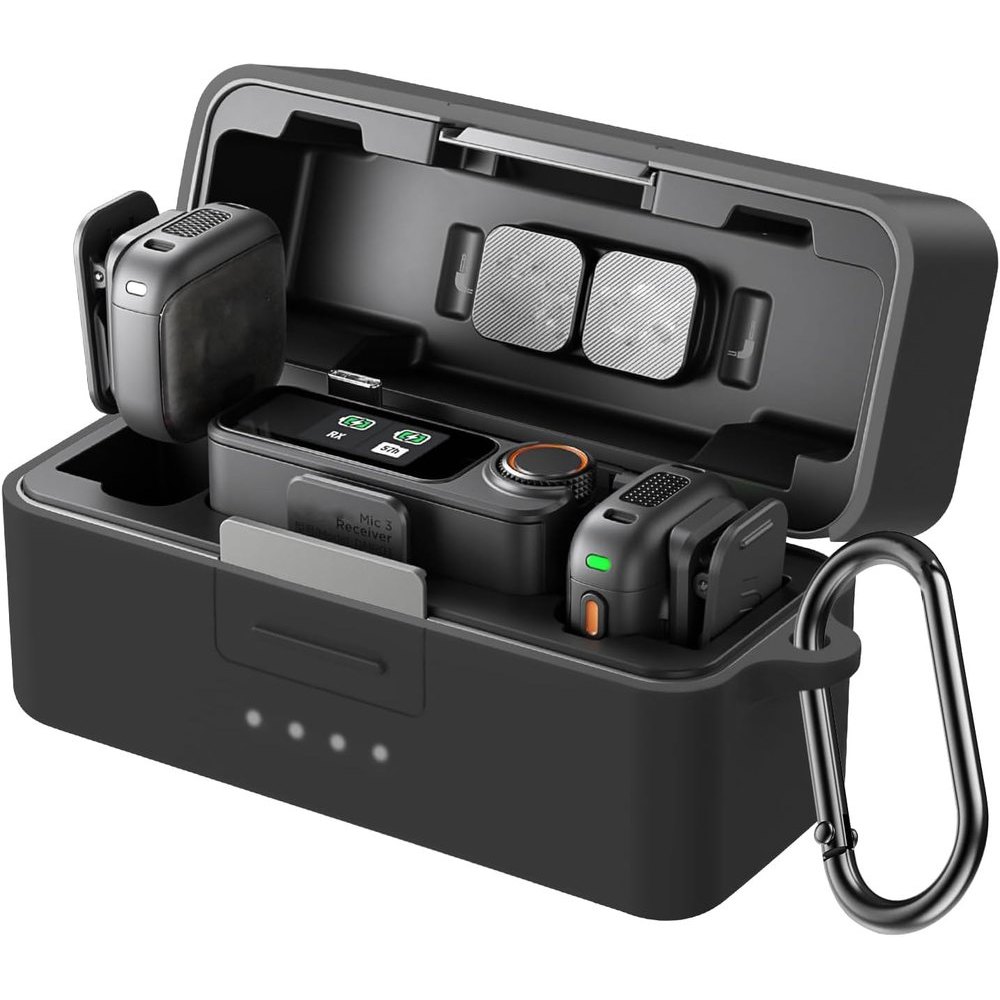 Silicone Protective Cover with Carabiner for DJI Mic 3 Charging Case